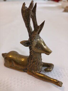 Vintage Small Brass Buck Deer Figurine
